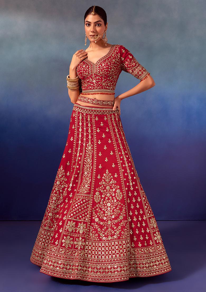 Carnation Pink Trail Lehenga – Rimple & Harpreet