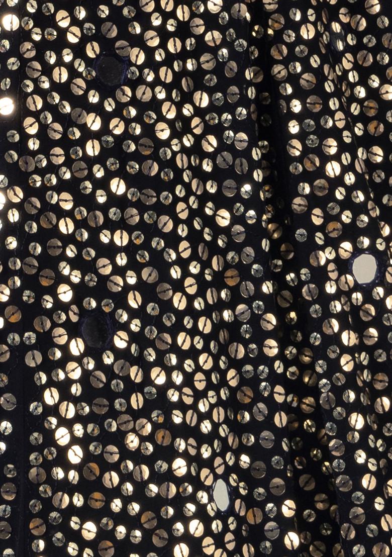 Black Sequin And Mirror Embroidered Lehenga Set With Sequin Blouse And Dupatta - Indya