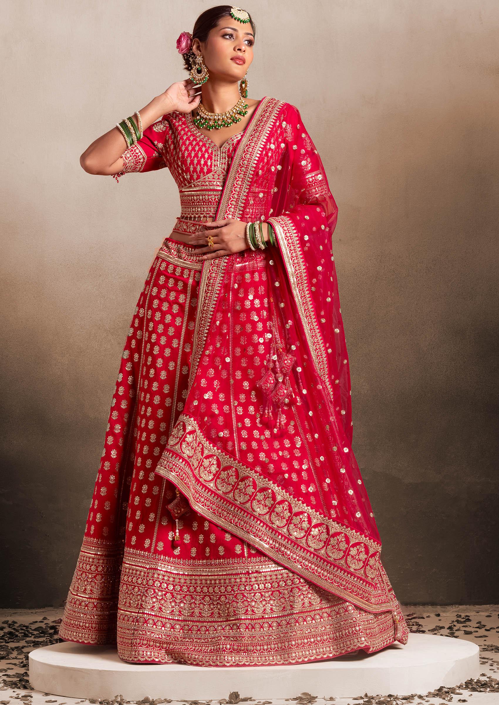 Rani color bridal lehenga best sale