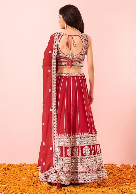 Sparkling Blue Sequin Embroidery Lehenga Set with Blouse & Dupatta Ethnic Glam main image 1