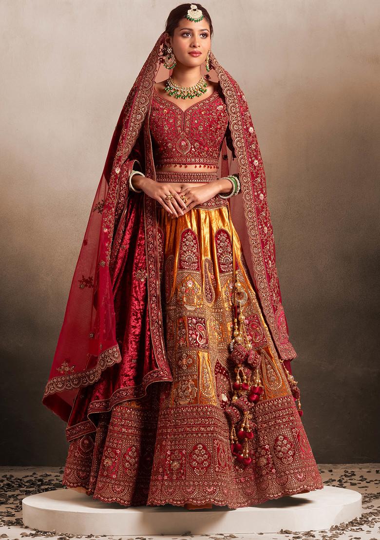 Bridal lehenga with belt hotsell