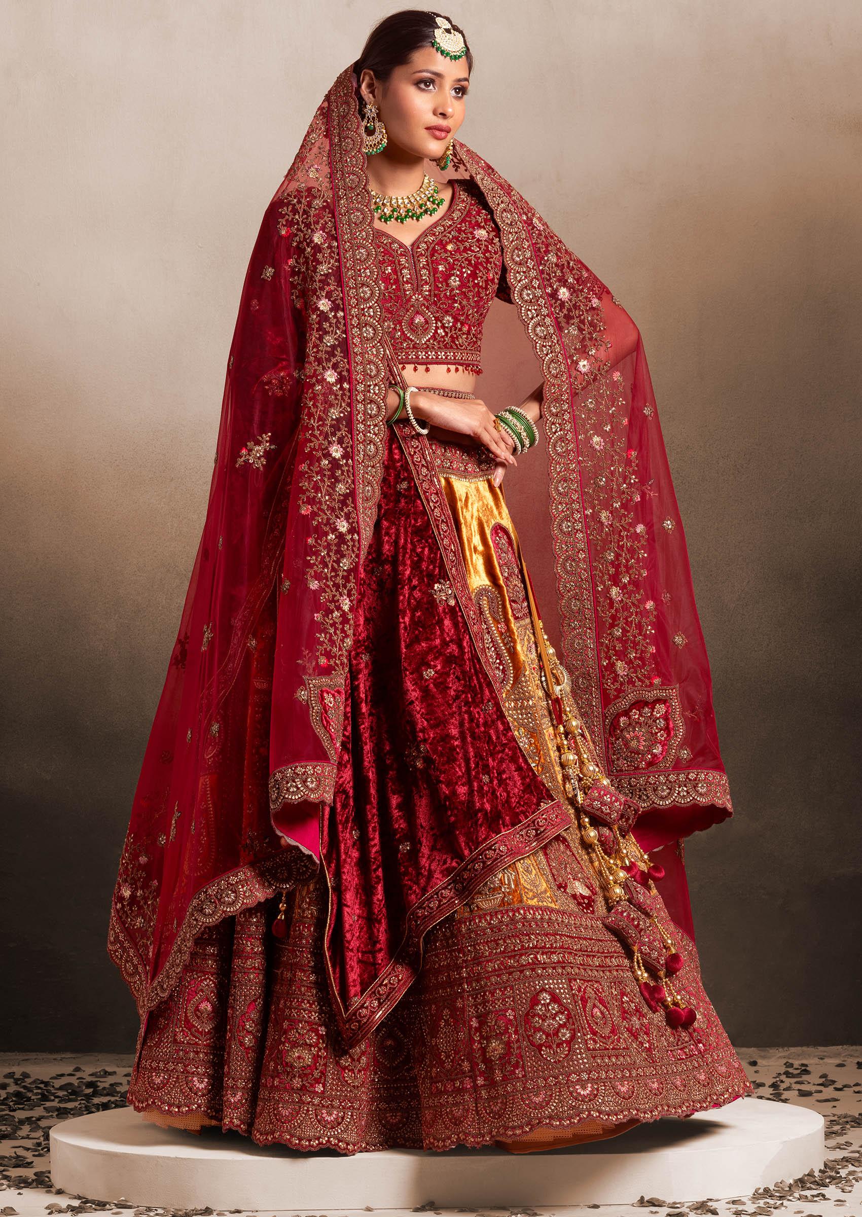 Maroon Bridal Lehenga 10000 To 15000 Beautiful Designer Bridal