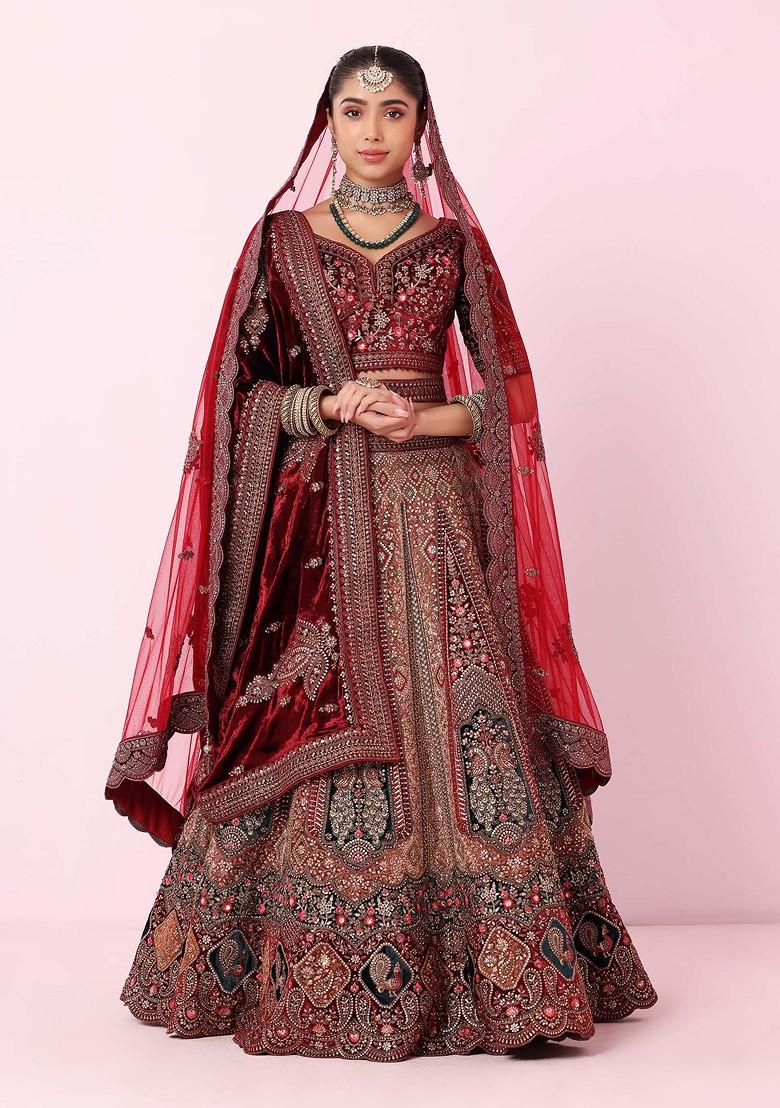 Maroon Indian Bridal Lehenga With Heavy Work SM0904