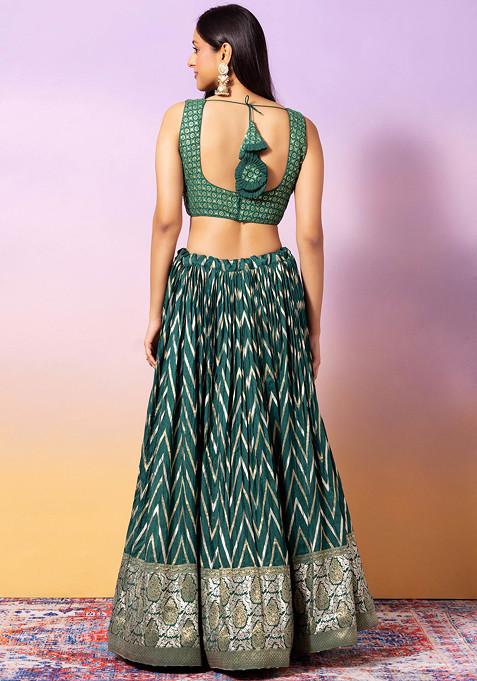 Maroon Brocade Lehenga Dupatta With Cross Body Blouse
