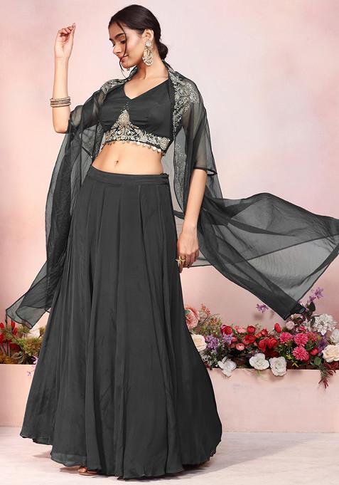 Buy PMD Fashion Women Grey Embroidered Net, Satin Semi Stitched Lehenga  Choli (Free Size, Pack of 1) Online at Best Prices in India - JioMart.