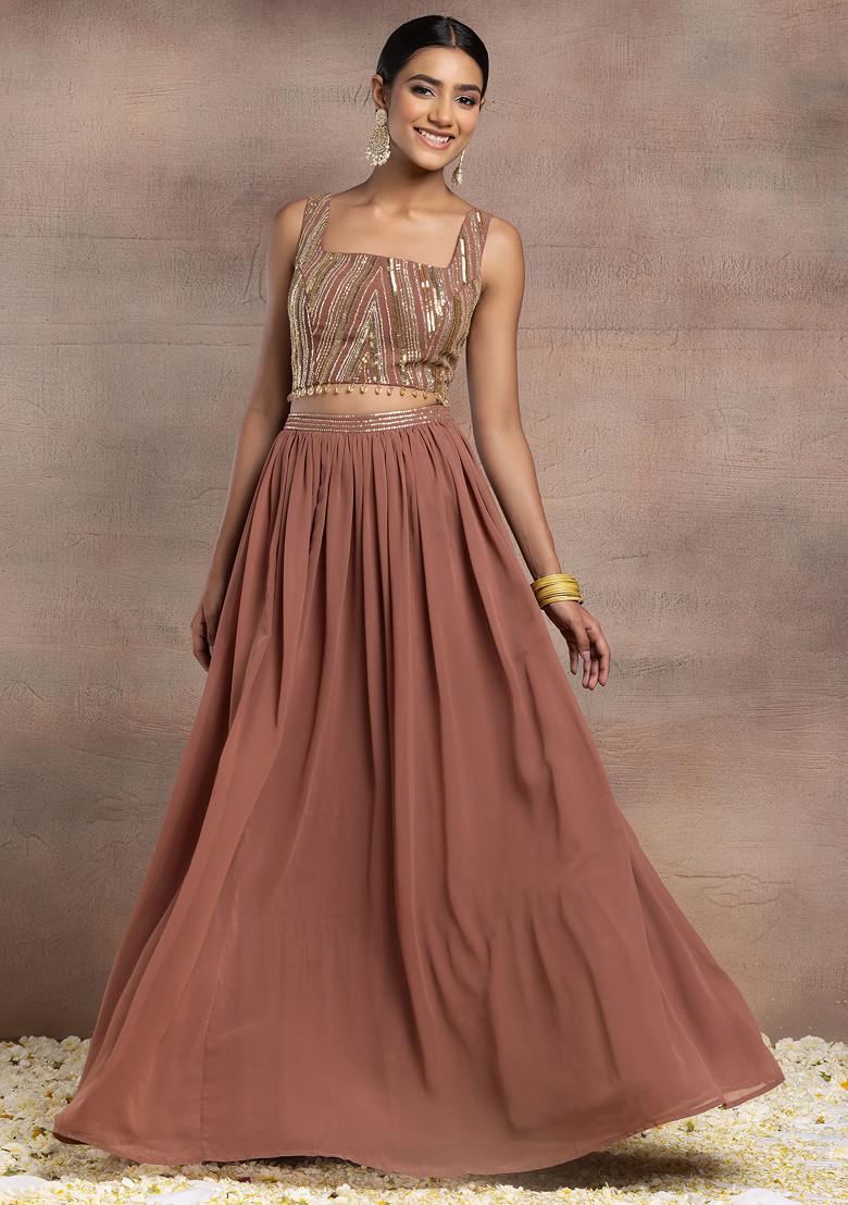Buy Women Rusty Rose Lehenga Set With Sequin Hand