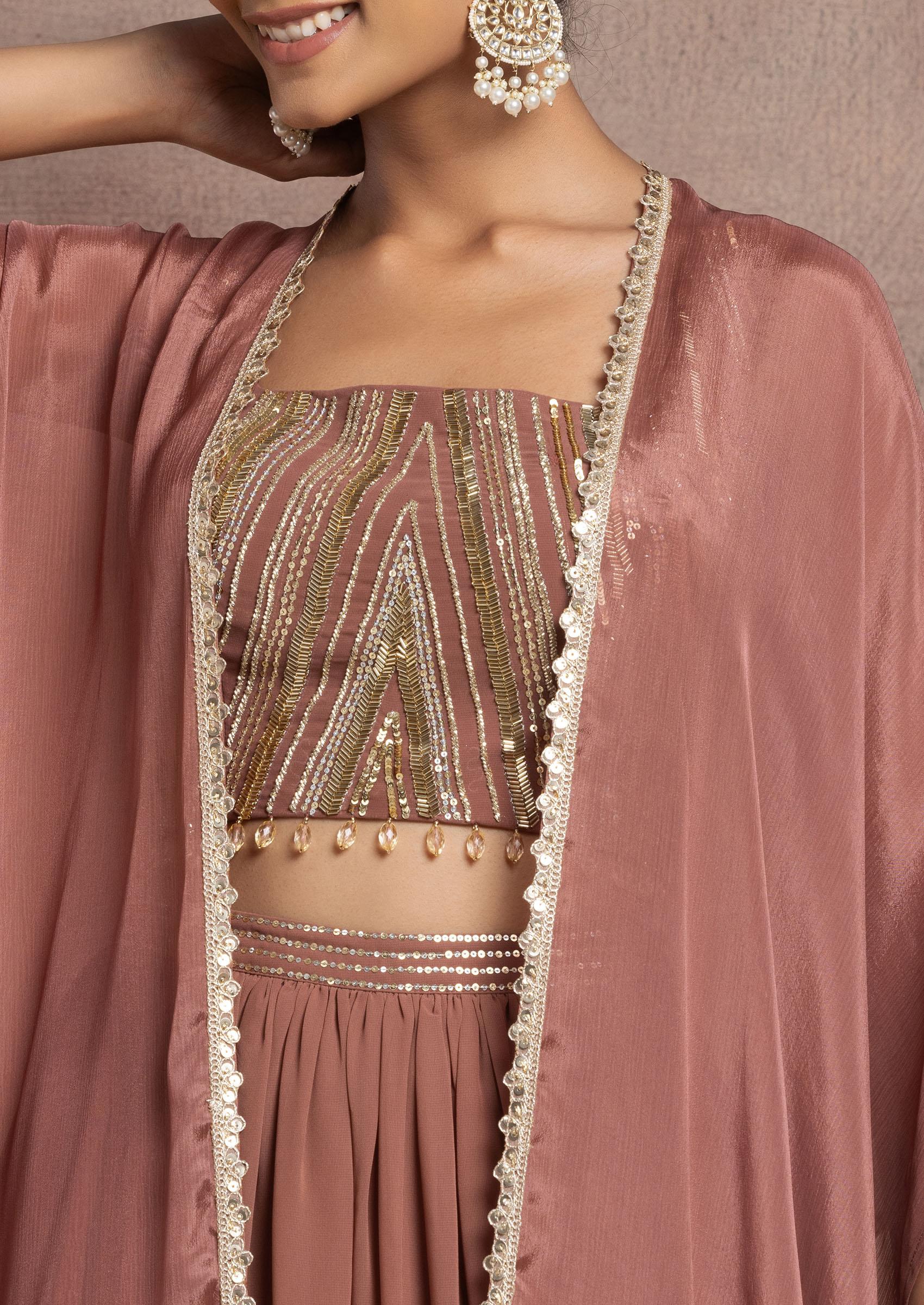 Buy Women Rusty Rose Lehenga Set With Sequin Hand