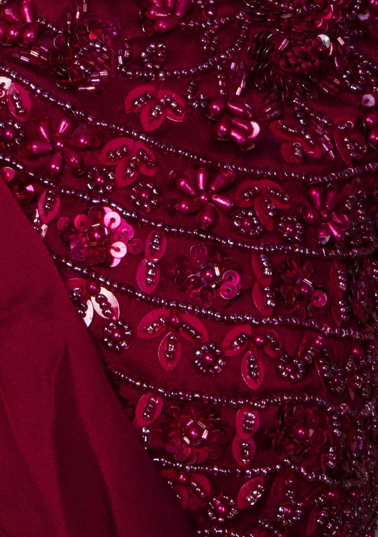 Maroon Lehenga Set With Sequin Embellished Blouse And Dupatta