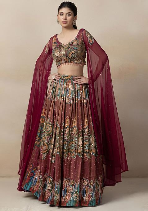 Maroon Embellished Lehenga Set With Cutdana Embellished Blouse And dupatta