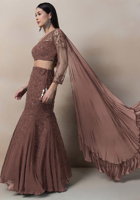 Rusty Rose Sequin Embroidered Lehenga Set