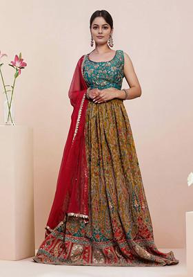 Multi Lehenga Set With Hand Embroidered Blouse and Dupatta