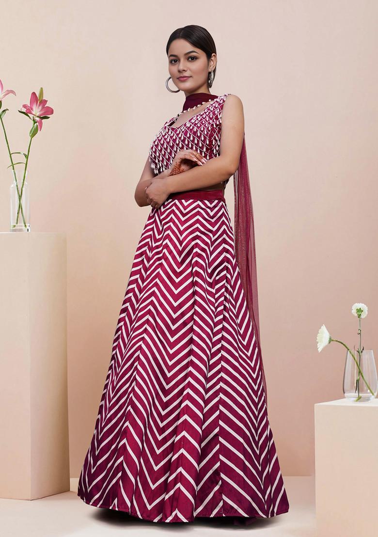 Pink Lehenga Set With Hand Embroidered Blouse and Dupatta