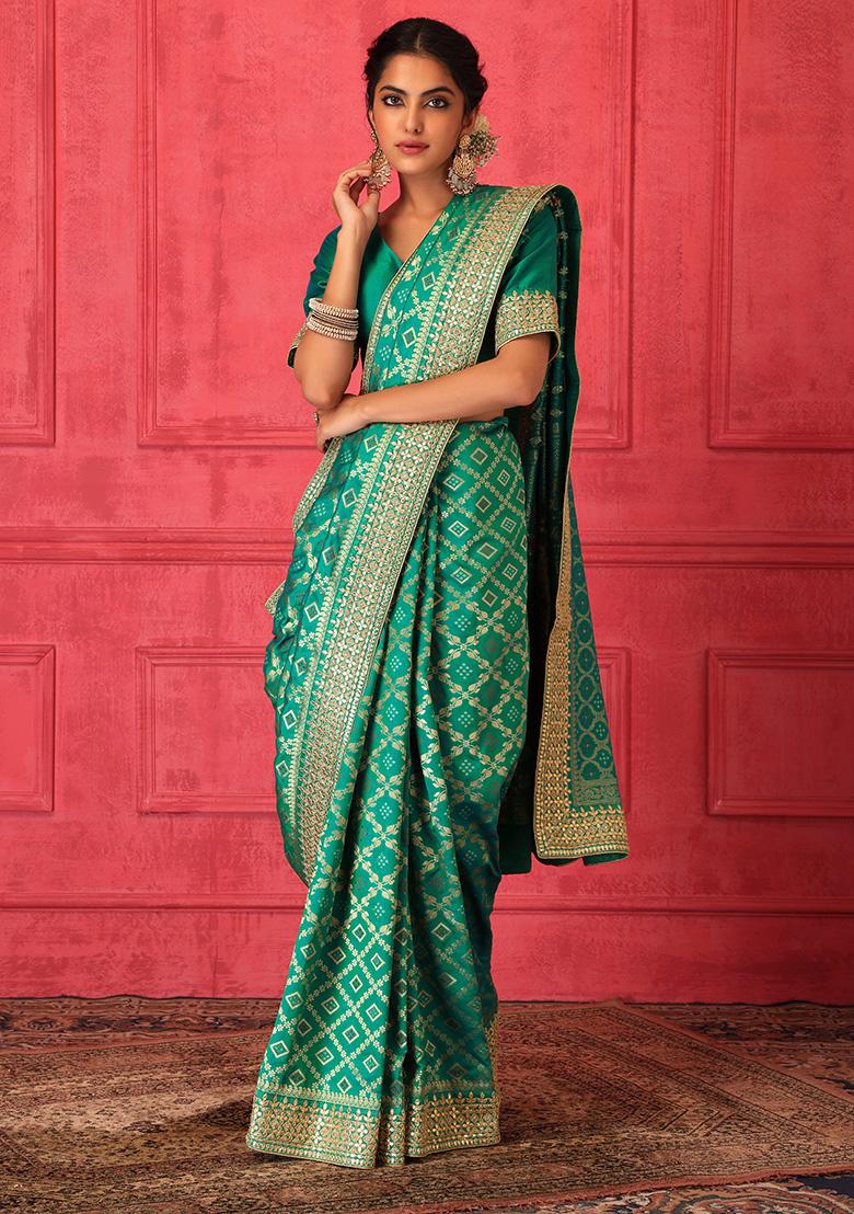 Banarasi Semi Silk Saree With Tanchoi Weaving & Contrast Border-Pastel –  Banarasikargha