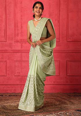 Gold Elevated-Tone Embroidered Saree