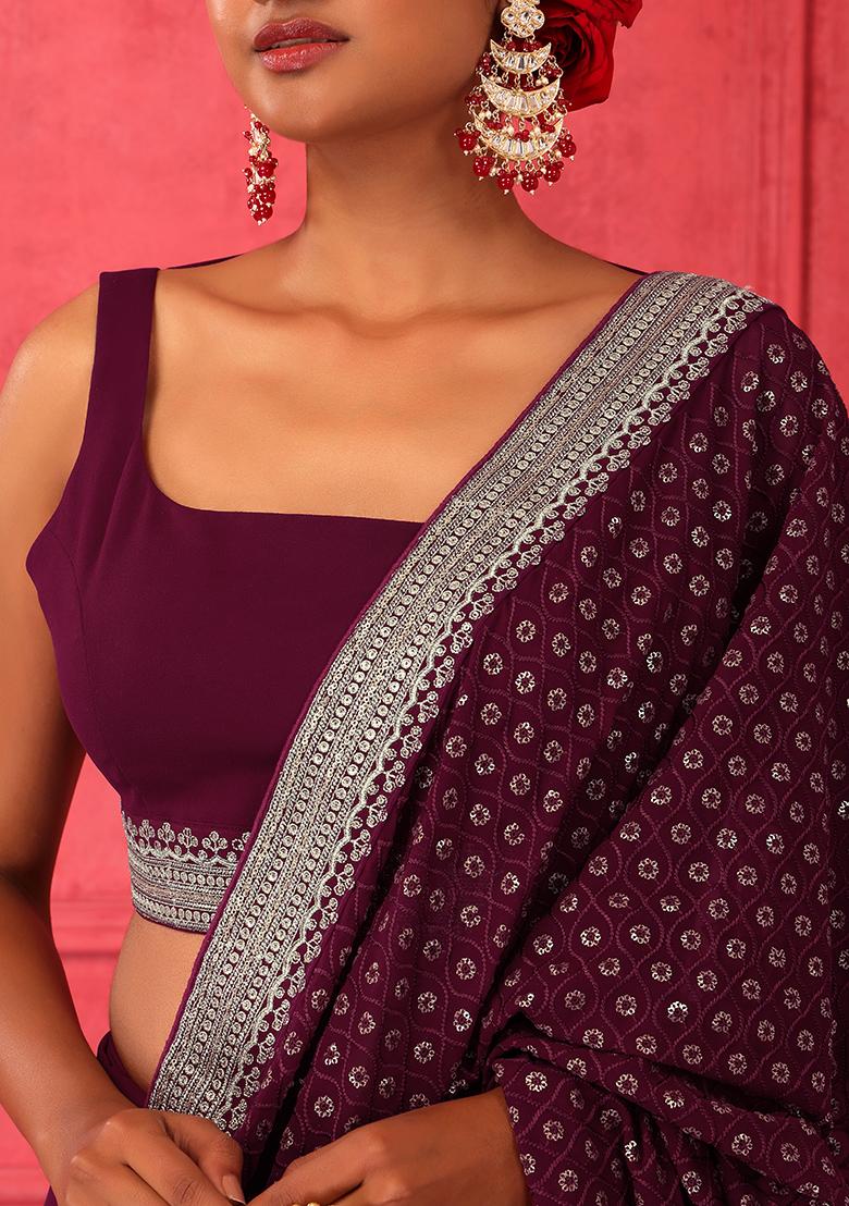 Maroon and Cream Silk Sarees - Saree Blouse Patterns