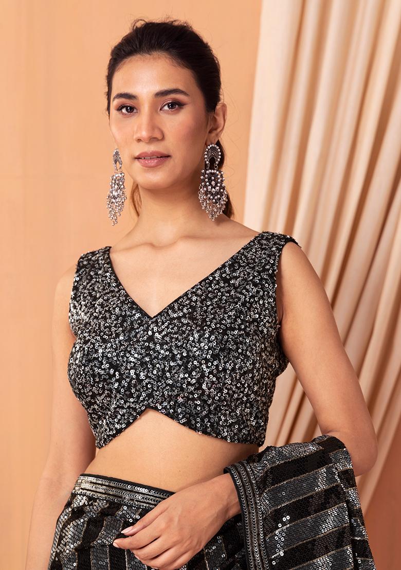 Buy Women's Velvet Sequin Saree Blouse Boat Neck Sleeveless Readymade  Handmade for Crop Top, Bollywood, Bridal, Wedding, Party Wear Sari, Choli  Online in India - Etsy