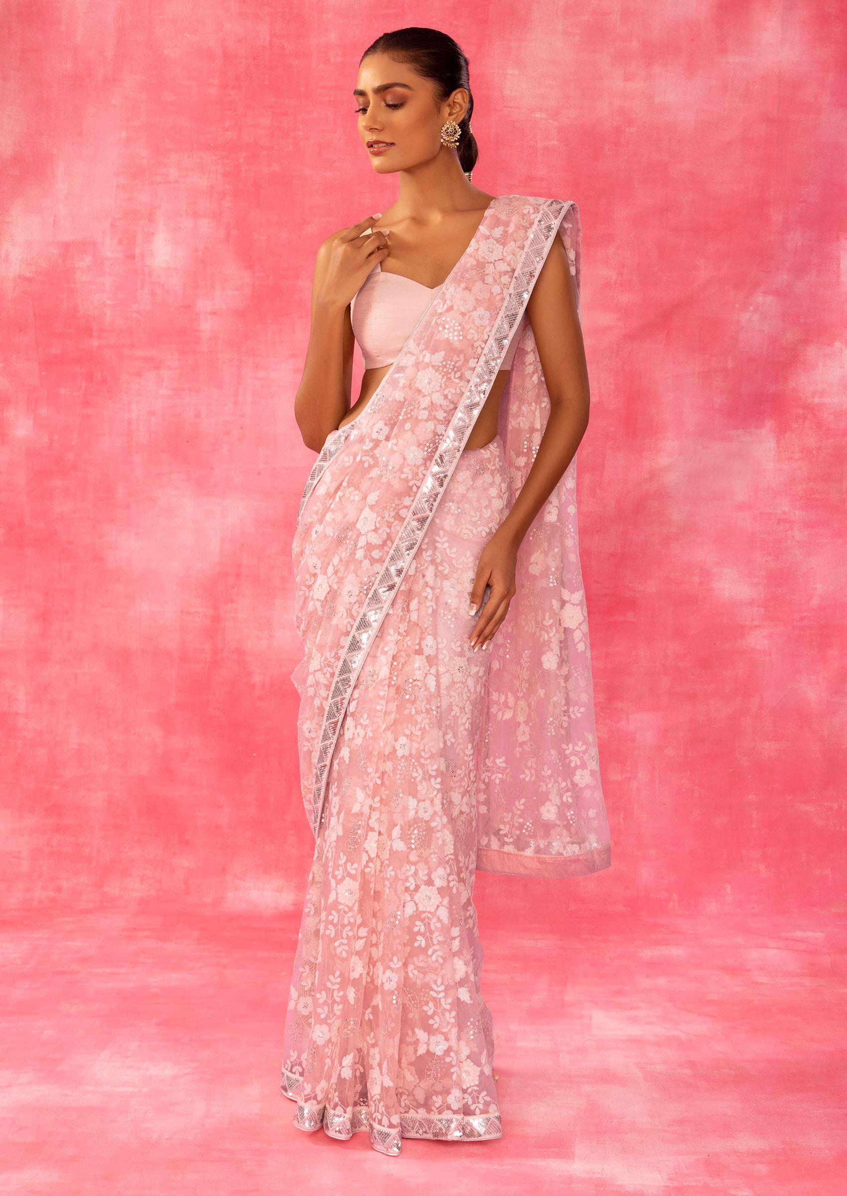 New Pink Bollywood Block Buster Design sequins Saree For Women-SS001RS –  www.soosi.co.in