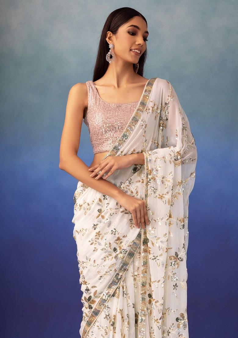 Nude Sequin Saree – Seema Gujral