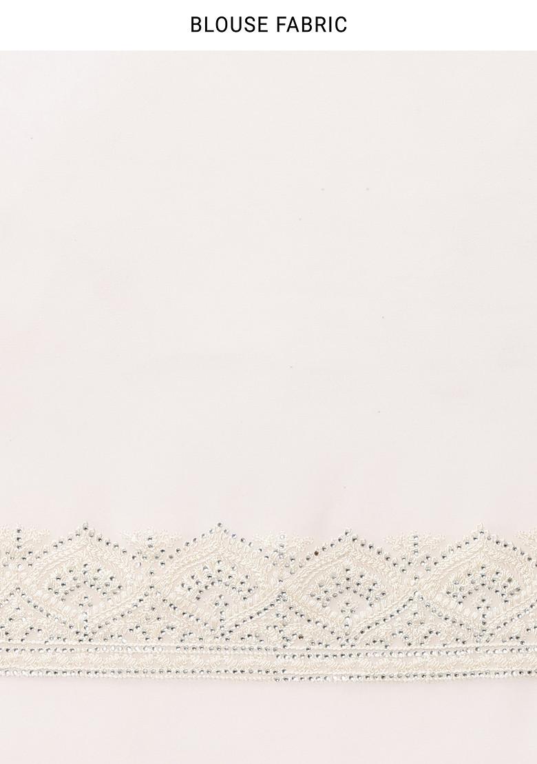 Buy Women Ivory Thread Embroidered Embellished Saree With Blouse