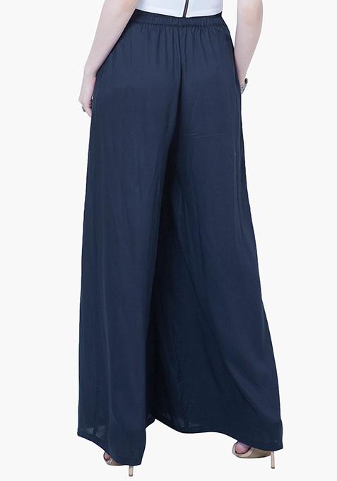 Buy Women Flared Palazzo Pants - Navy - Palazzo Pants - Indya | Canada