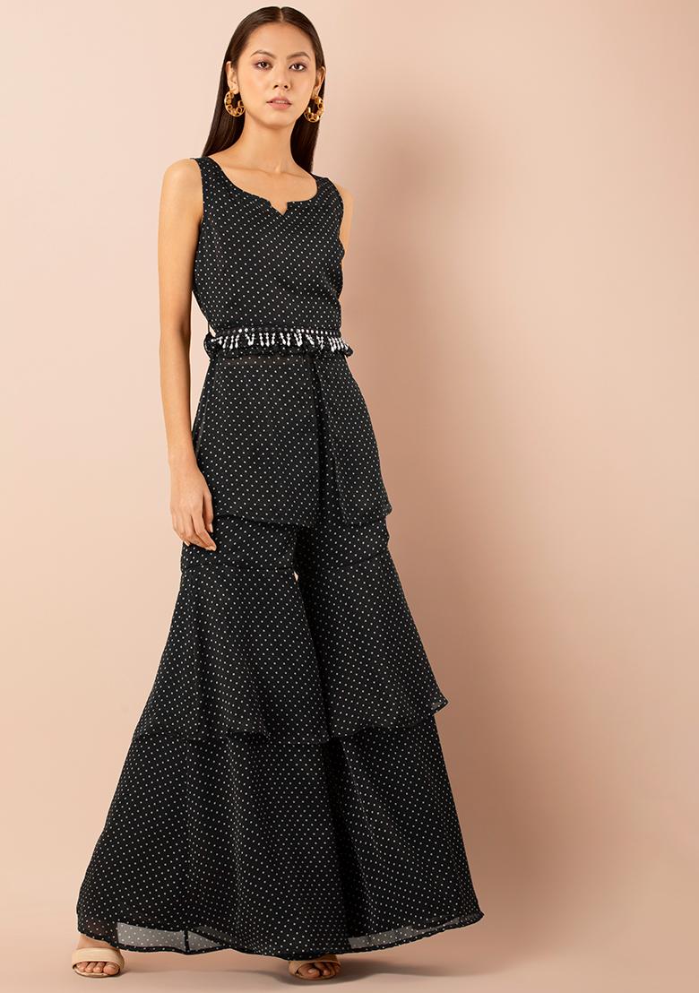 Buy Women Black Polka Double Layered 