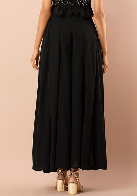 black palazzo pants myntra