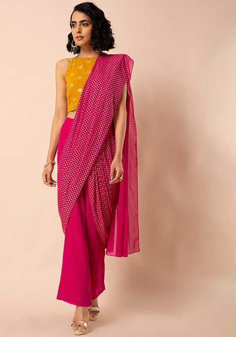 Pink Palazzo Pants with Attached Dupatta