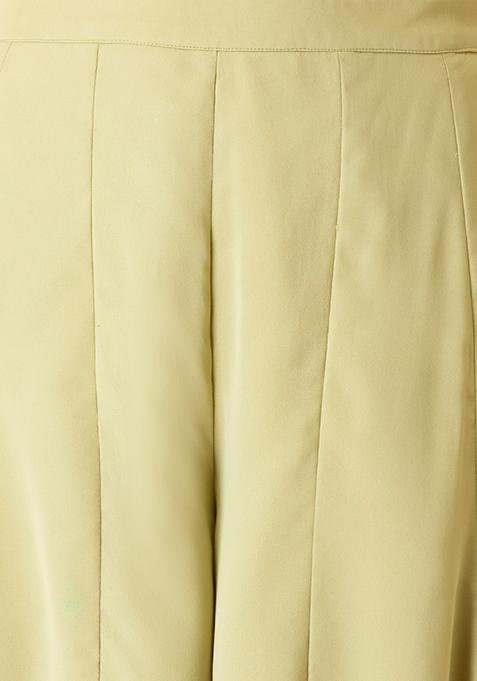Buy Women Lime Solid Flared Palazzo Pants - Haldi Wear - Indya
