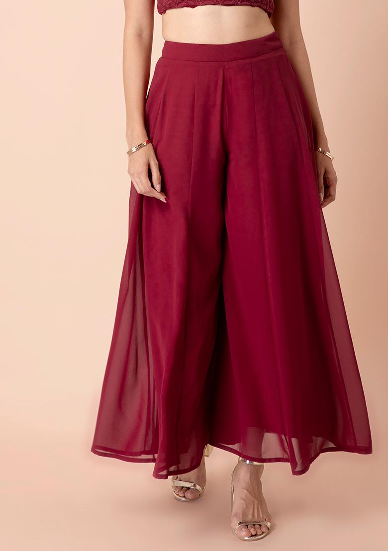 Buy IQRA CLOTHES COLLECTION  Western Woman Palazzo Trousers 2 Color  Variants Pack of 1 Red at Amazonin