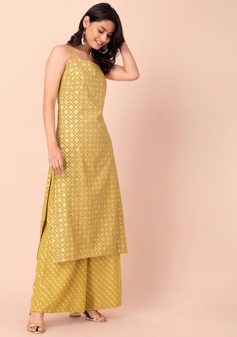 Buy Women Mustard Mirror Embroidered Top With Palazzo Pants Online at  Sassafras