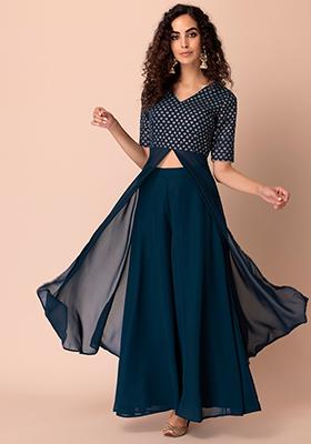 Buy Women Blush Flared Pleated Palazzo Pants  Plus Size  Indya