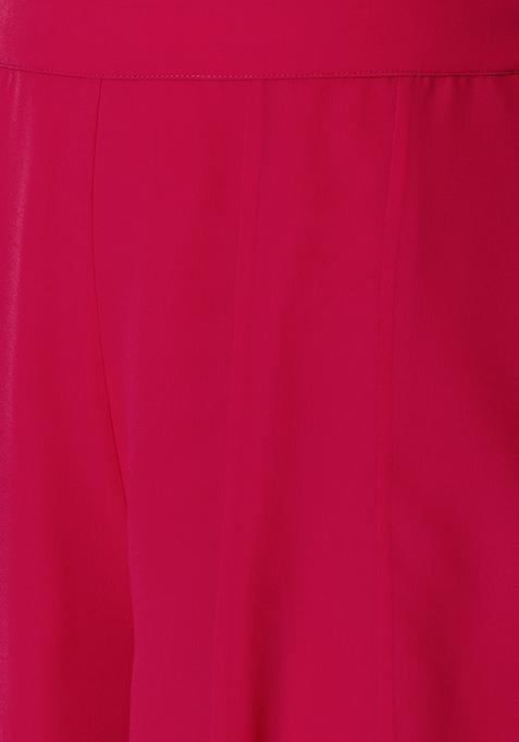Buy Women Fuchsia Pink Georgette Palazzo Pants - RTW - Indya