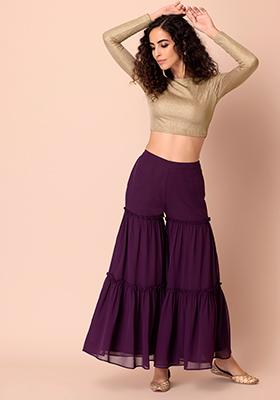 Sangria Purple Georgette Sharara Pants 