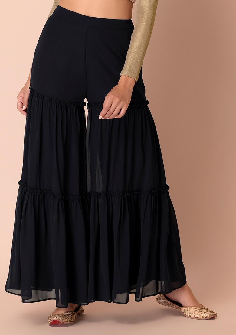 Buy Women Maroon Georgette Sharara Pants  Plus Size  Indya