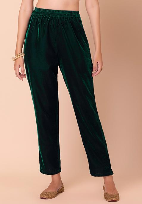 GREEN VELVET PANTS