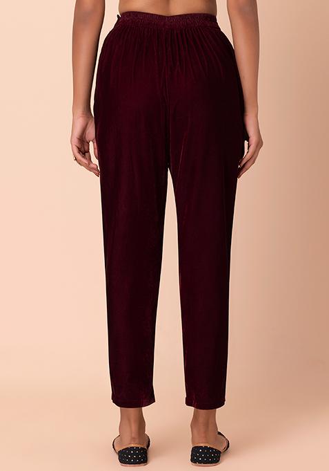 Vivo Ria Panelled Pants - Maroon