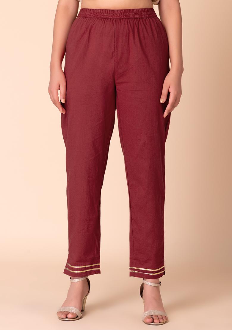 Biba Bottoms : Buy Biba Maroon Cotton Lycra Pants Online | Nykaa Fashion.