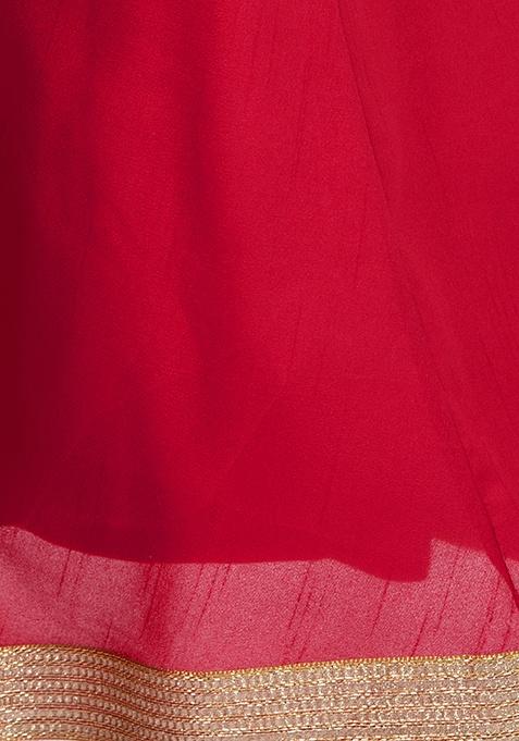 Buy Women Pink Silk Lehenga Skirt With Cancan - RTW - Indya