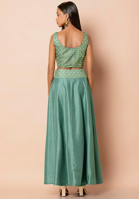 jade chevron dotted maxi skirt