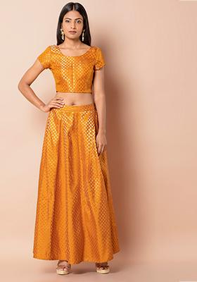 Mustard Banarasi Lehenga Skirt