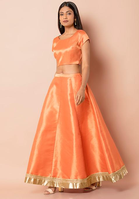 Peach Banarasi Lehenga Skirt