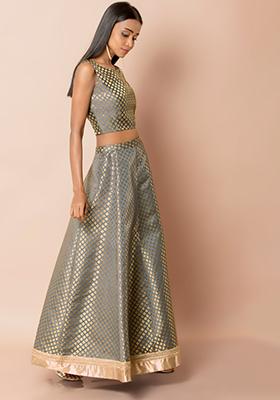 Grey Banarasi Lehenga Skirt