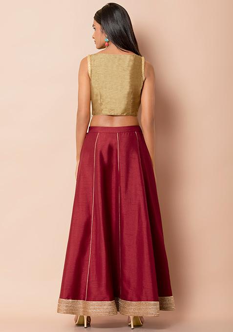 long maroon maxi skirt