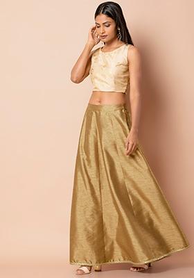 Gold Sequin Border Panelled Lehenga Skirt