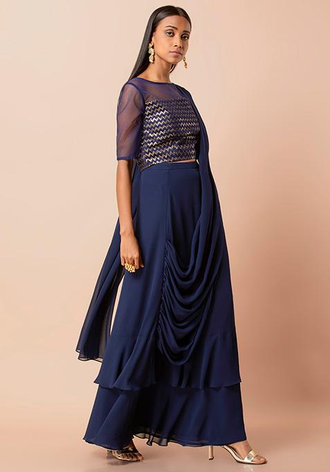 ruffle dupatta with gown