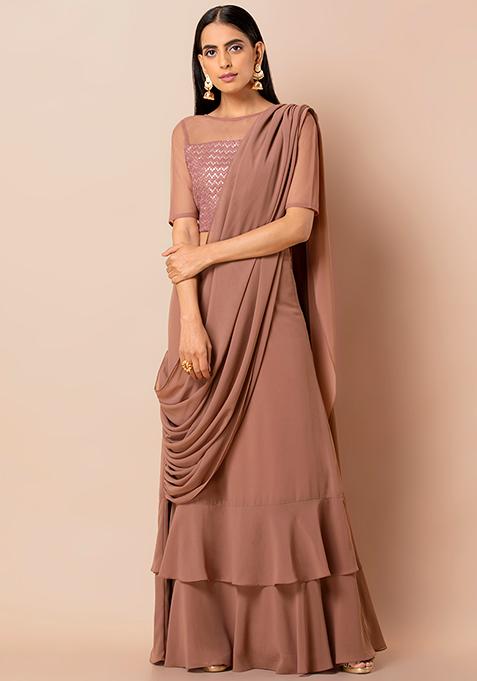 ruffle dupatta with gown