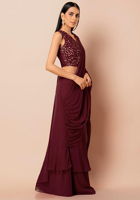 gown with dupatta attached