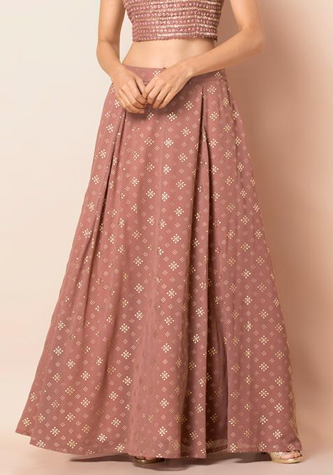 Rose Foil Cancan Lehenga Skirt
