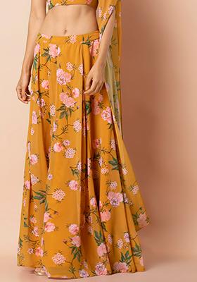 Mustard Floral Can Can Maxi Skirt 