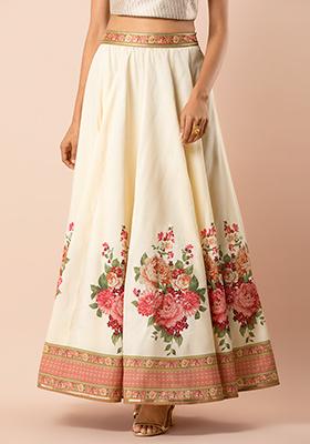 Ivory Floral Gota Kali Lehenga Skirt